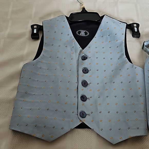 Top Kids Boy's Waist Coat Vest & Tie Blue 3X - Picture 14 of 16
